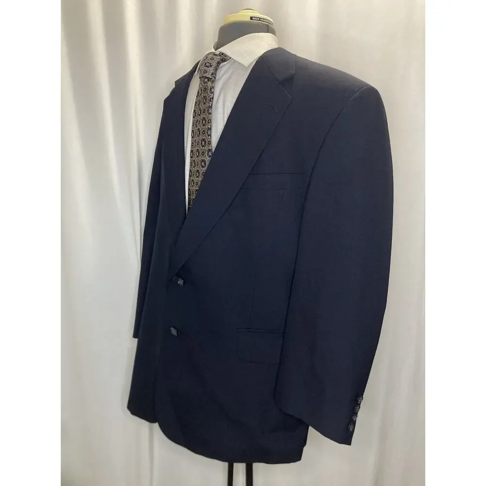 Lands End Mens 42R Blazer Navy Blue Wool 2 Button 45
